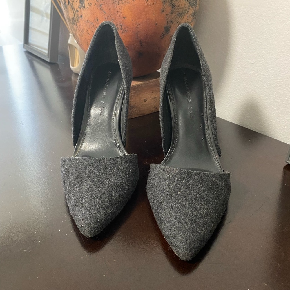 BR Suede Heels Pumps, ADELIA, Deep Coal, Sz 10